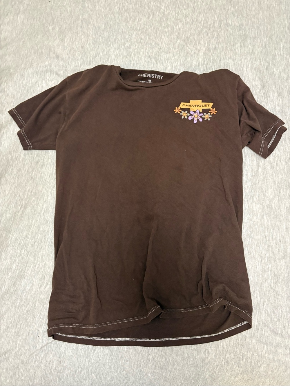 Chemistry Brown Short-Sleeve Tee with Floral Chevron Logo